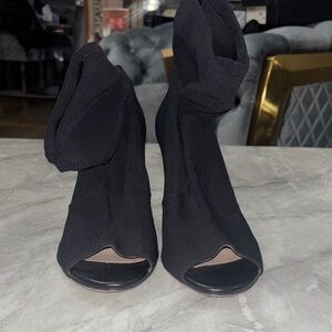 Stuart Weitzman Black Peep-Toe Heels